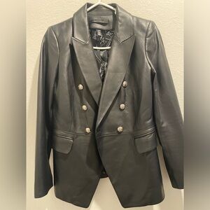 WHBM Black Leather Blazer - medium or size 6.